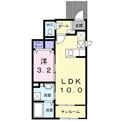 ルーベル　立花　Ⅱ 101号室 間取り