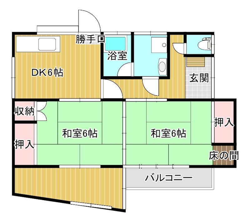 古川西佐伯借家（平屋） 間取り