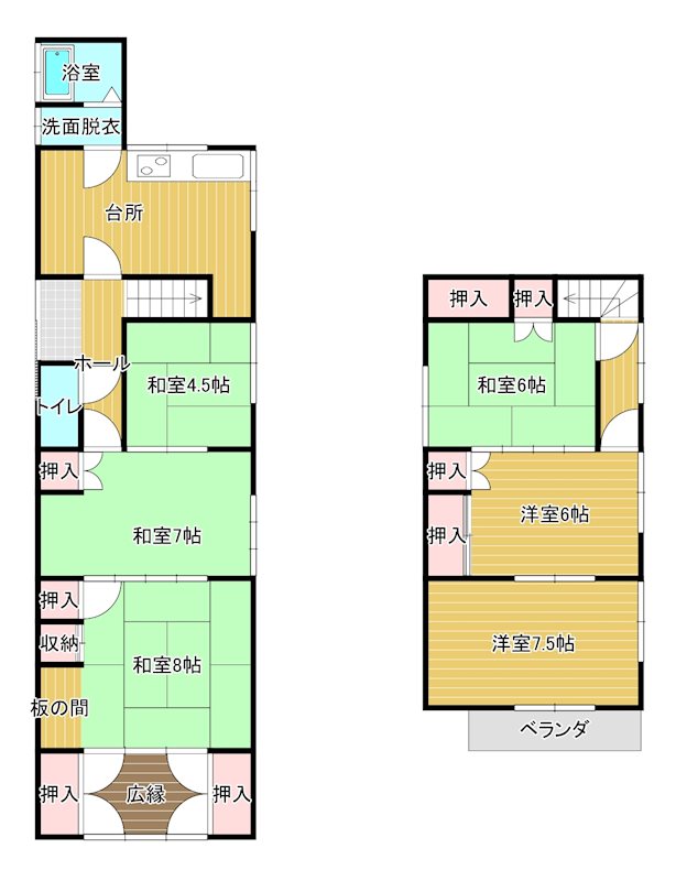 多喜浜4丁目貸家　6DK 間取り