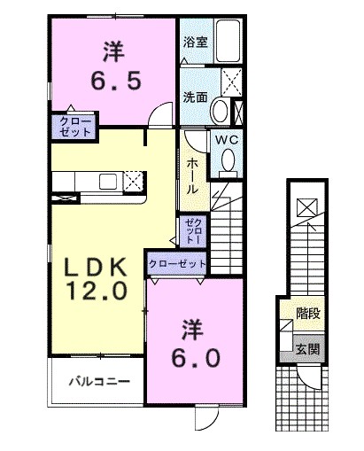 Ｓｅｒｅｎｏ　Ｕｎｏ　Ａ 201号室 間取り