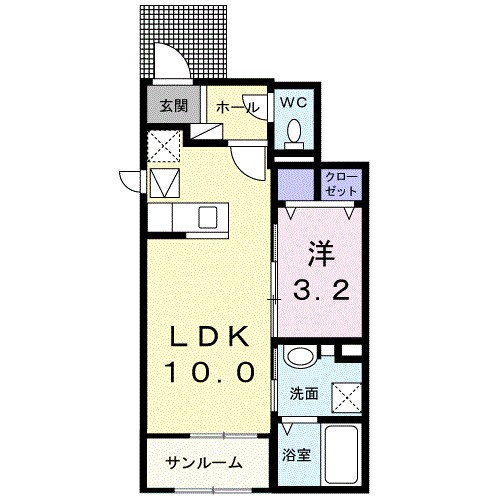 ルーベル　立花　Ⅱ 106号室 間取り