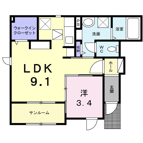 パーチェリーゼ 101号室 間取り