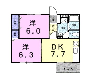 シャルマン牛渕Ａ 102号室 間取り
