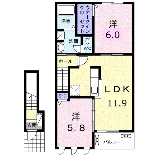 グレースガーデン南高下Ⅰ 203号室 間取り