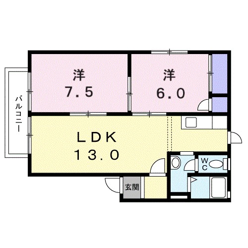 フレグランス大内 201号室 間取り
