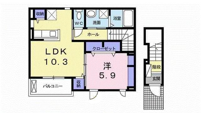 ハピネス　縁　Ⅰ 202号室 間取り
