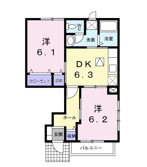 オーブリーＭ　Ⅱ 103号室 間取り