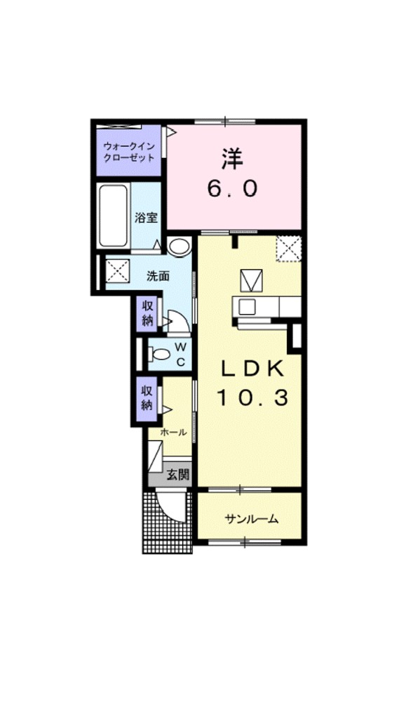 クレメント　Ⅱ 102号室 間取り