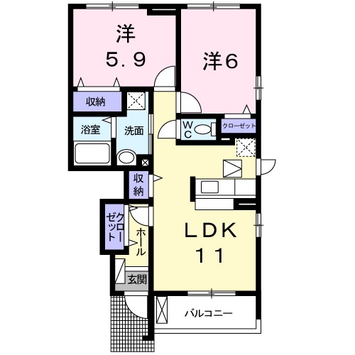 ピ－スフル　ライフ 105号室 間取り