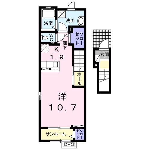 アンジュー北吉井　Ｂ 202号室 間取り
