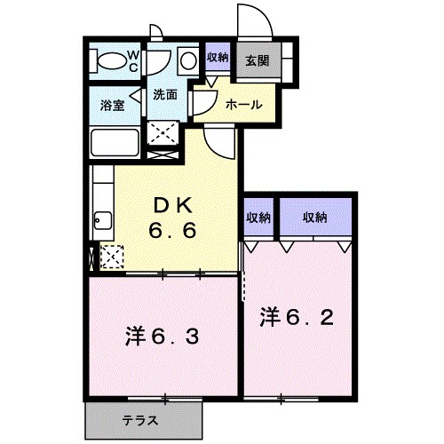 グリーンリーフ 102号室 間取り