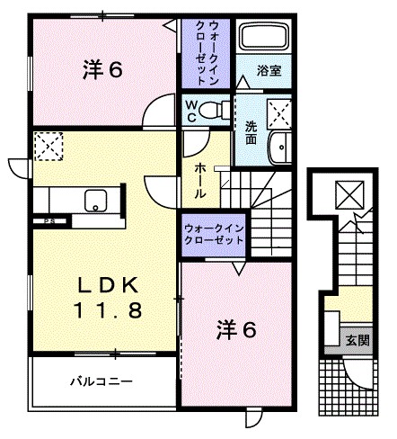 ハピネス　Ａ 201号室 間取り