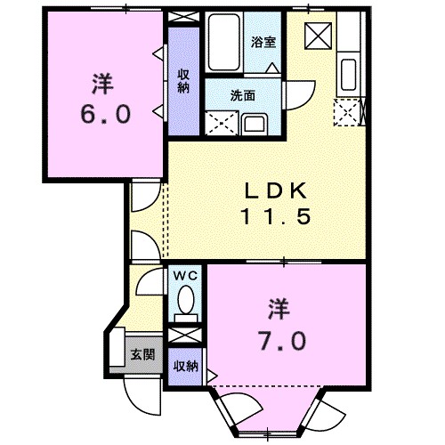 サンライズコート 102号室 間取り