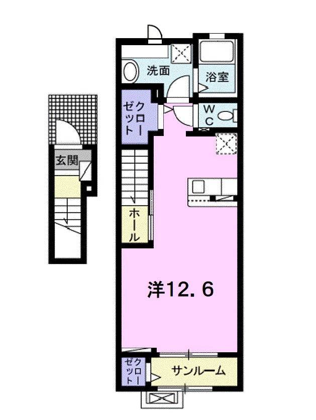 ホワイトハーツ 202号室 間取り