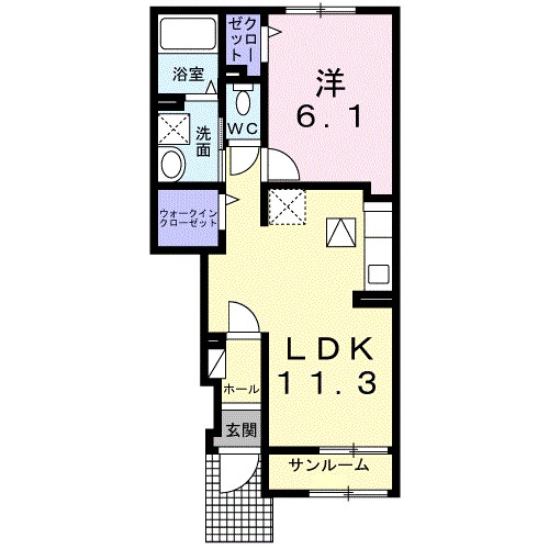 ルーベル北方Ⅱ 103号室 間取り