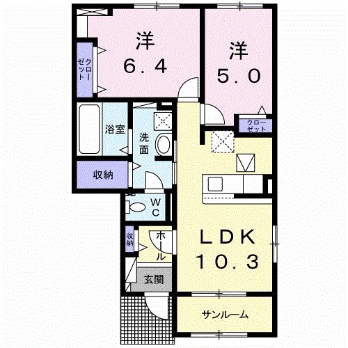 シャトードゥレーヴ　Ⅱ 105号室 間取り