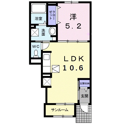 クラール東村　Ａ 102号室 間取り