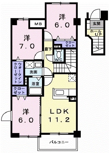 ビサイド・スリー 406号室 間取り