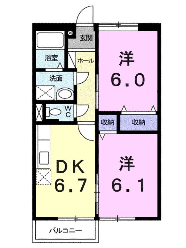 シャルマン牛渕Ｂ 203号室 間取り