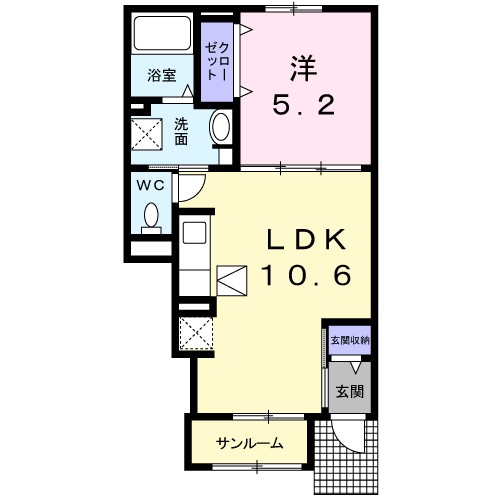 レジデンスＴ・ＷＥＳＴ　Ⅱ 102号室 間取り