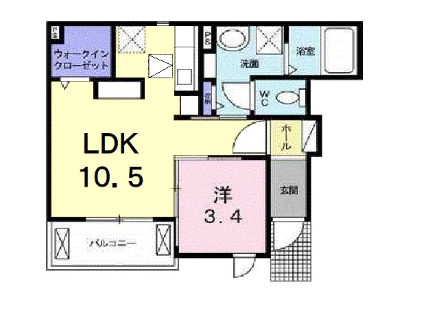 ハピネス　縁　Ⅰ 102号室 間取り