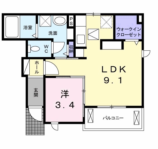 グランディール枝堀Ａ 105号室 間取り