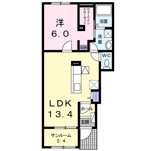サンシャイン砂子 102号室 間取り