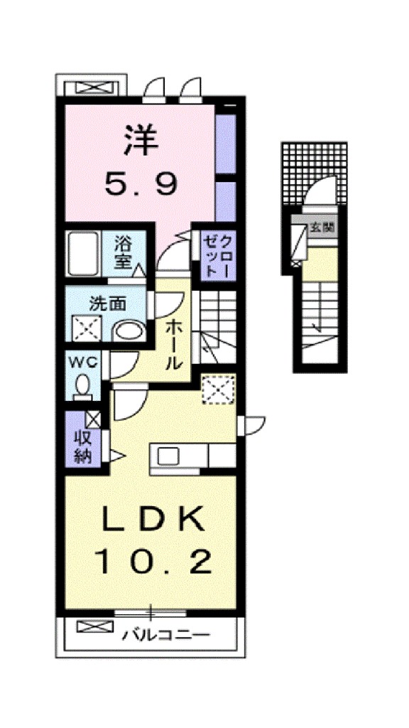シャンブレット 201号室 間取り