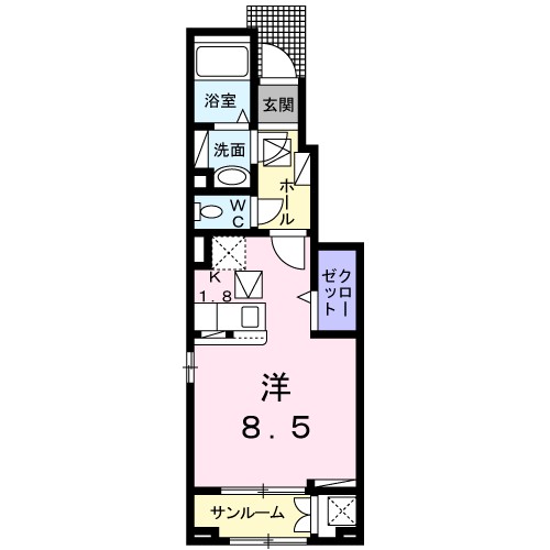 アンジュー北吉井　Ｂ 102号室 間取り
