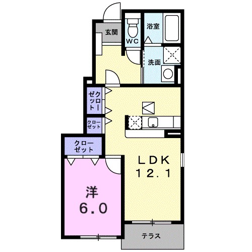 ポム・ド・テール 101号室 間取り