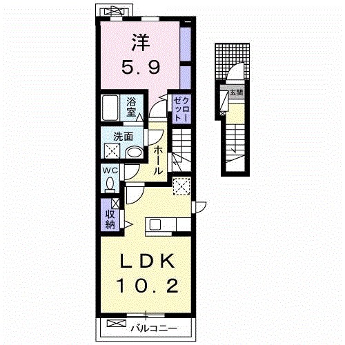 メリーアドニス　Ｂ 201号室 間取り