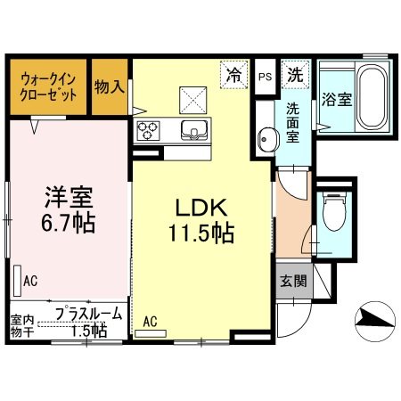 Una casa hinotani 201号室 間取り