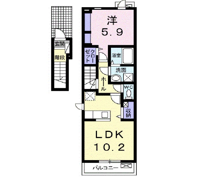 シャンブレット 202号室 間取り