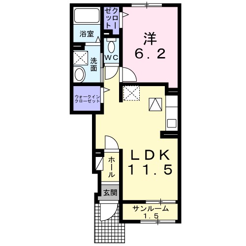 ボネール　Ｍ 102号室 間取り
