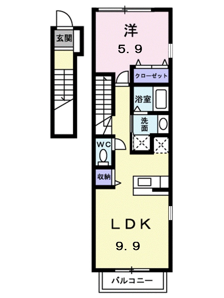 ミルトソレイユ 201号室 間取り