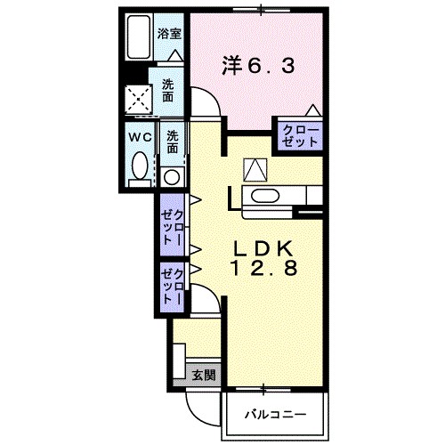 ウエスト・ブリーズ 102号室 間取り