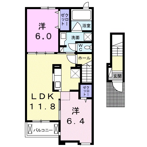ア・ピアチェーレ　Ａ 202号室 間取り