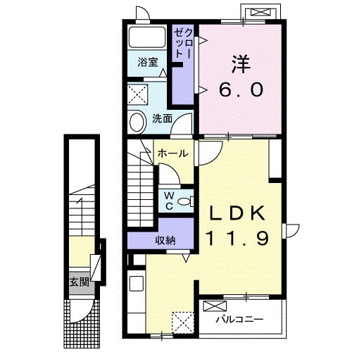 リーヴェル 202号室 間取り