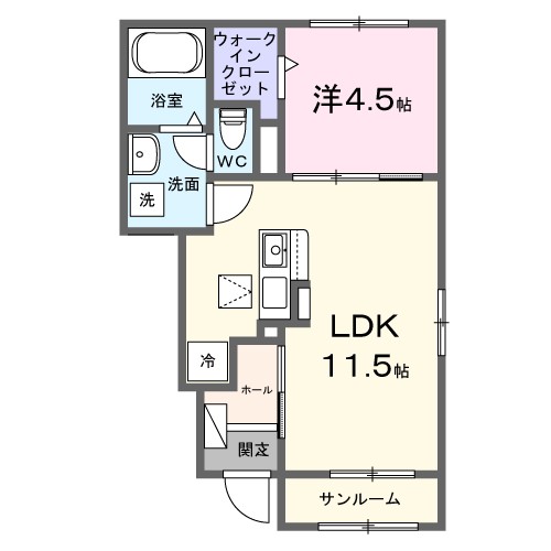 ＤＫ　ＳＥＬＥＣＴ　ラフィネⅢ 106号室 間取り