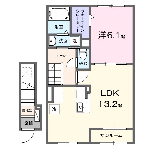 ＤＫ　ＳＥＬＥＣＴ　ラフィネⅢ 205号室 間取り