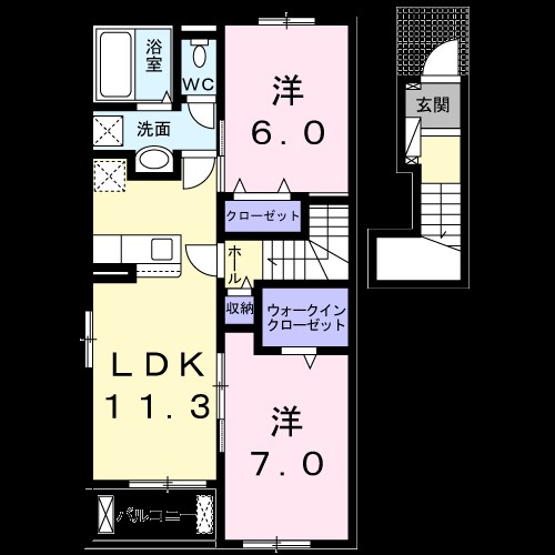 ソーレ　７Ａ 202号室 間取り