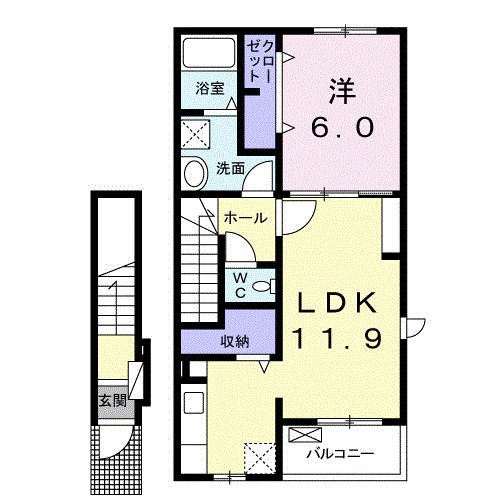 メリリーＢ 205号室 間取り