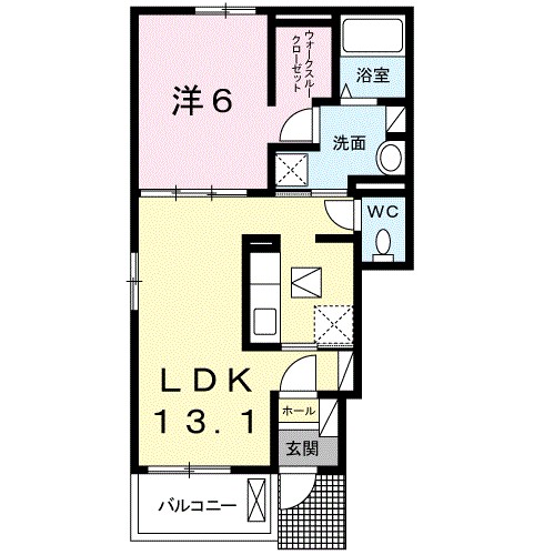 Ｈｅａｒｔ未来　政枝　Ｂ 101号室 間取り