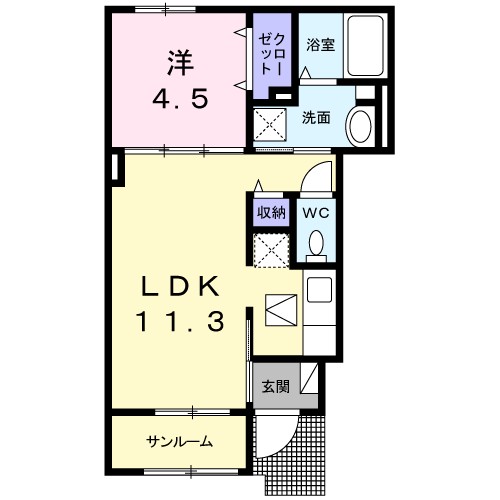 シュウプリング　Ⅲ 102号室 間取り