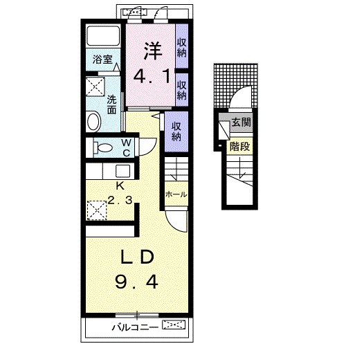 カーサ・フェリーチェ　ＥＹ－Ⅰ 206号室 間取り