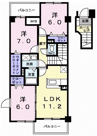 ビサイド・スリー 206号室 間取り
