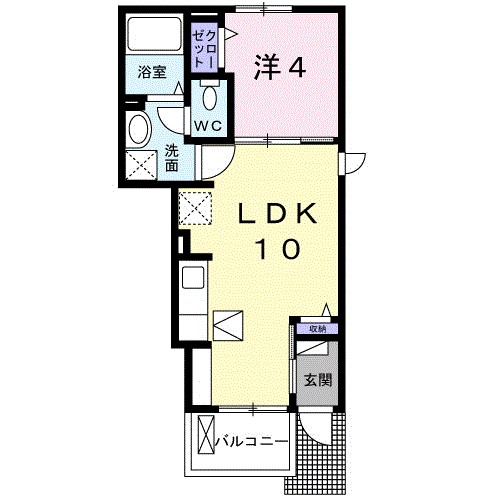 エレガントハウス　東門　Ａ 102号室 間取り