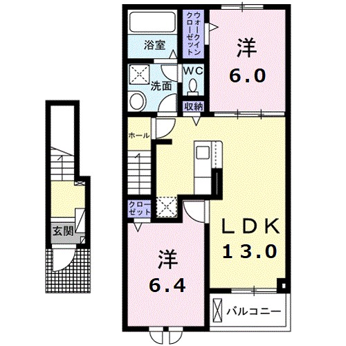 ラ・ヴィ・アン・クルール 205号室 間取り