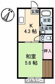 サンライフ前田No.2  202号室 間取り