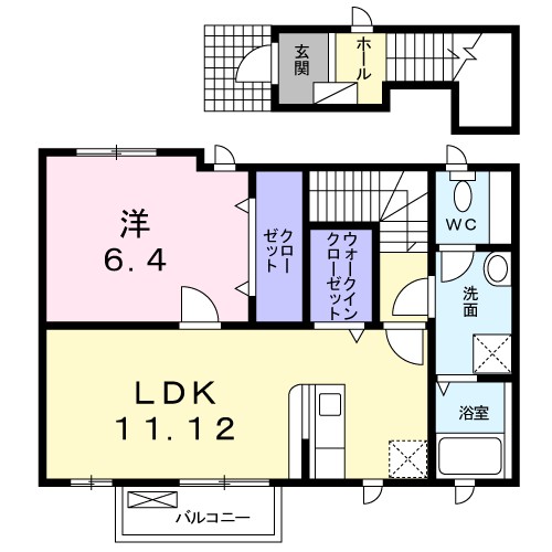 ラ・クゥー　Ａ 201号室 間取り